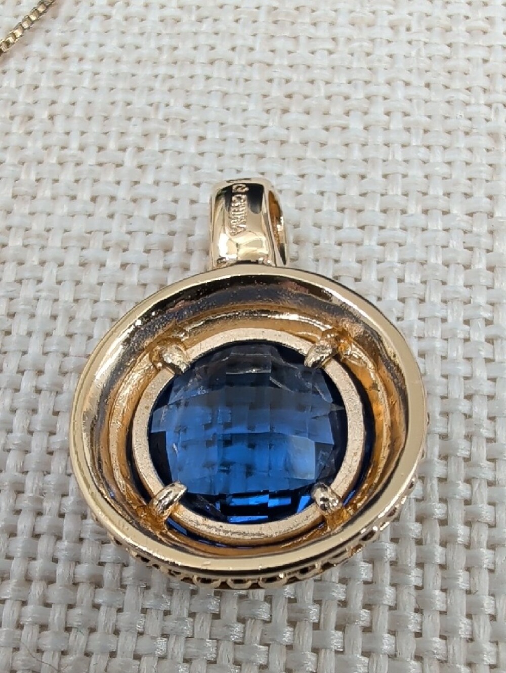 Technibond 18kt Gold Bonded 925 Sterling Tanzanite Etruscan Pendant 18" - Picture 11 of 17